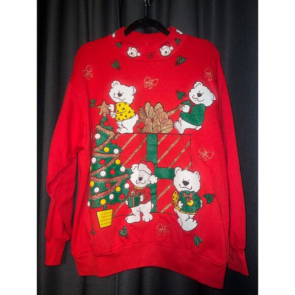 Ugly Christmas Sweater Xmas Sweatshirt Crewneck Size Large Vintage - Picture 1 of 3